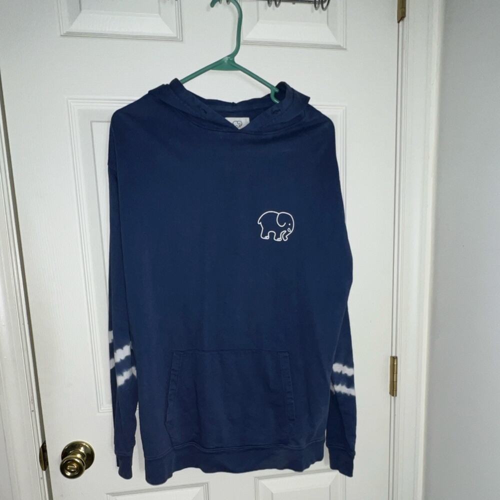 Ivory Ella Women's Blue Pullover‎ Hoodie M 100% Organic Cotton Elephant Logo